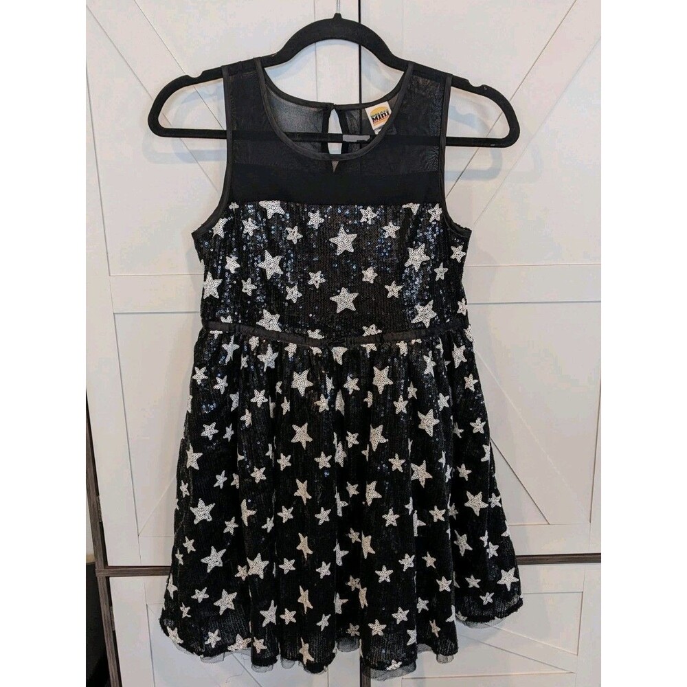 Harajuku Mini Sequin Star Dress Y2K Party Tween Black 14/16 Graduation